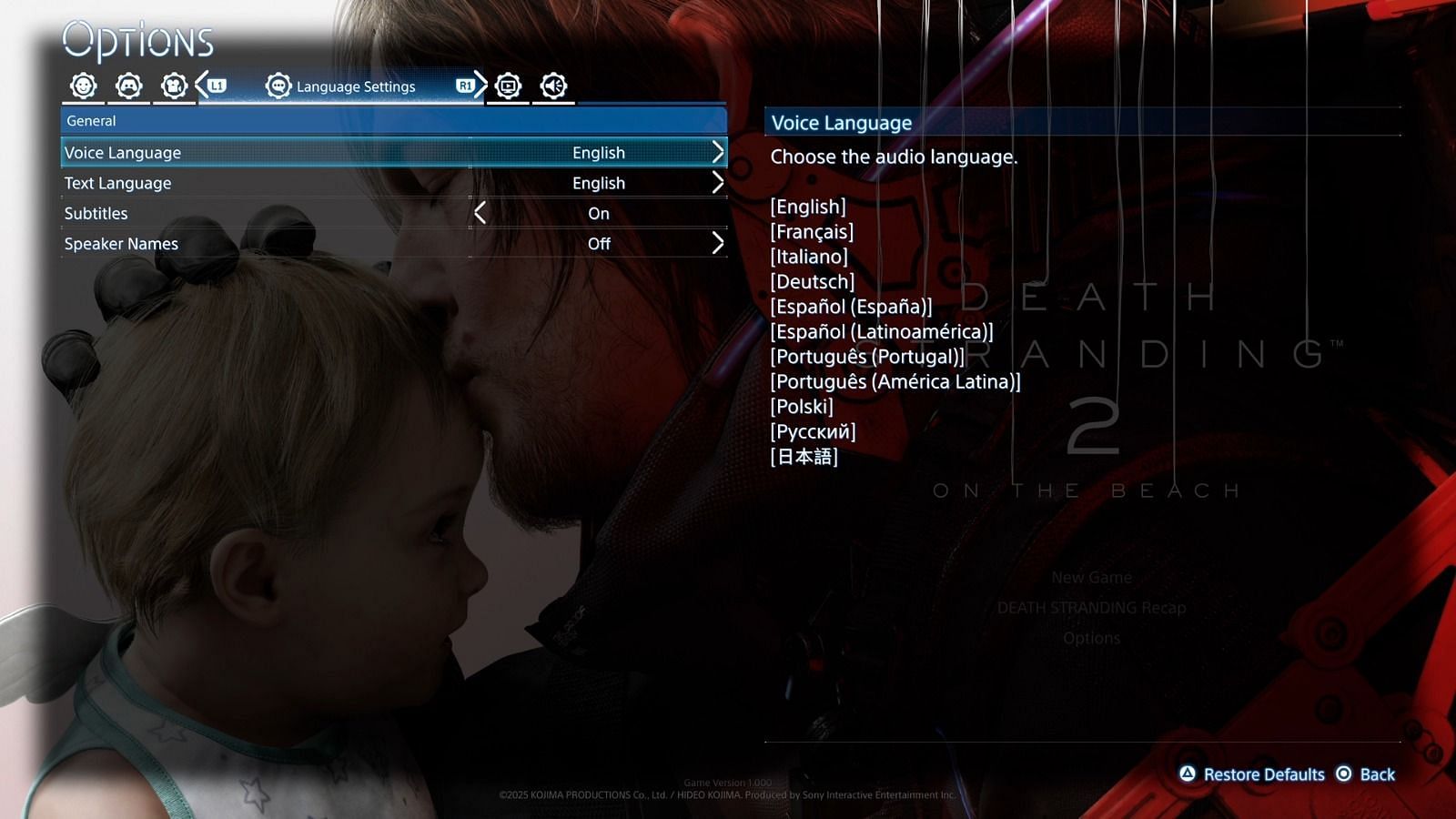 There are 11 Voice Languages in the game (Image via Sportskeeda Gaming || Kojima Productions)